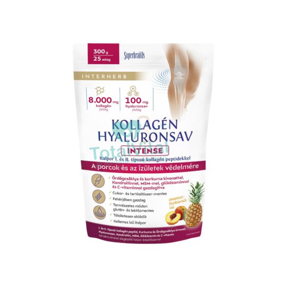 Interherb kollagén&hyaluronsav intense porcépítő italpor ananász-őszibarack ízű 300g